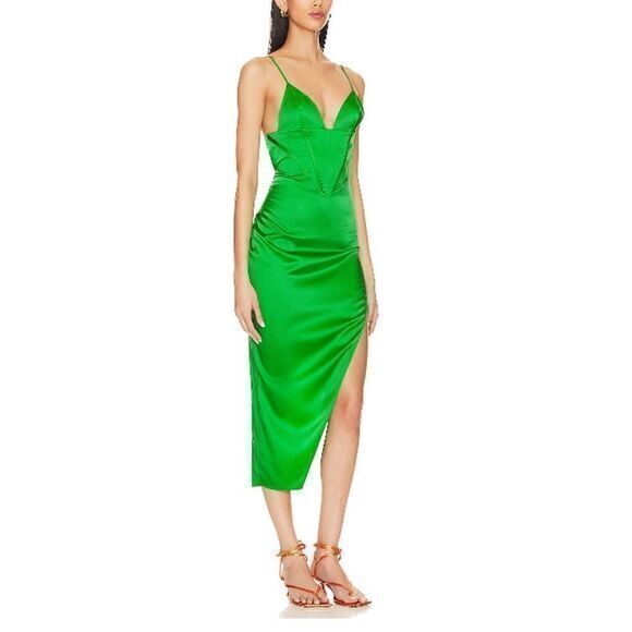 NWT SER.O.YA Retrofete Revolve Jamila Silk Corset Dress Kelly Green Small - Picture 7 of 10